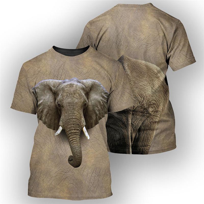 Summer Round Neck Animal Pattern 3D Print Top Fashionable Casual Short Sleeved Men's T-shirts