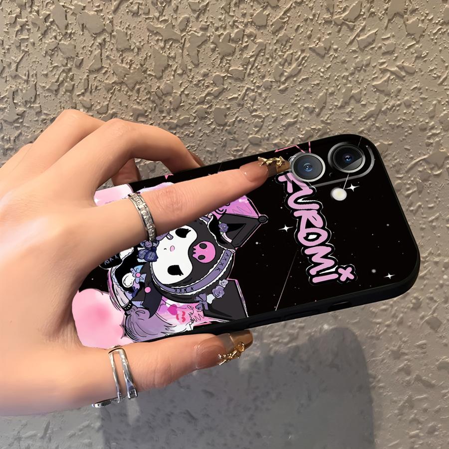 Cute Sanrio Kuromi Case for iPhone XR 17Air 7 8 13 12 11 17 Pro Max 15 16 14 Plus XS Max Black Soft Phone Cover