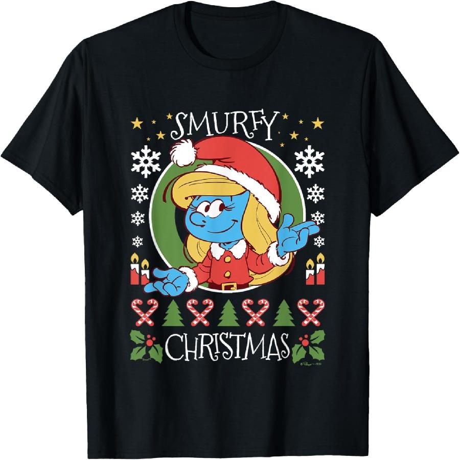 The Smurfs Christmas Smurfy Christmas Smurfette Chest Logo T-Shirt XXXXXL чёрный