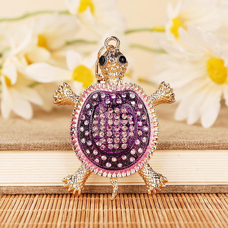 Colorful Rhinestone Sea Turtle Keychain - Creative Animal Pendant