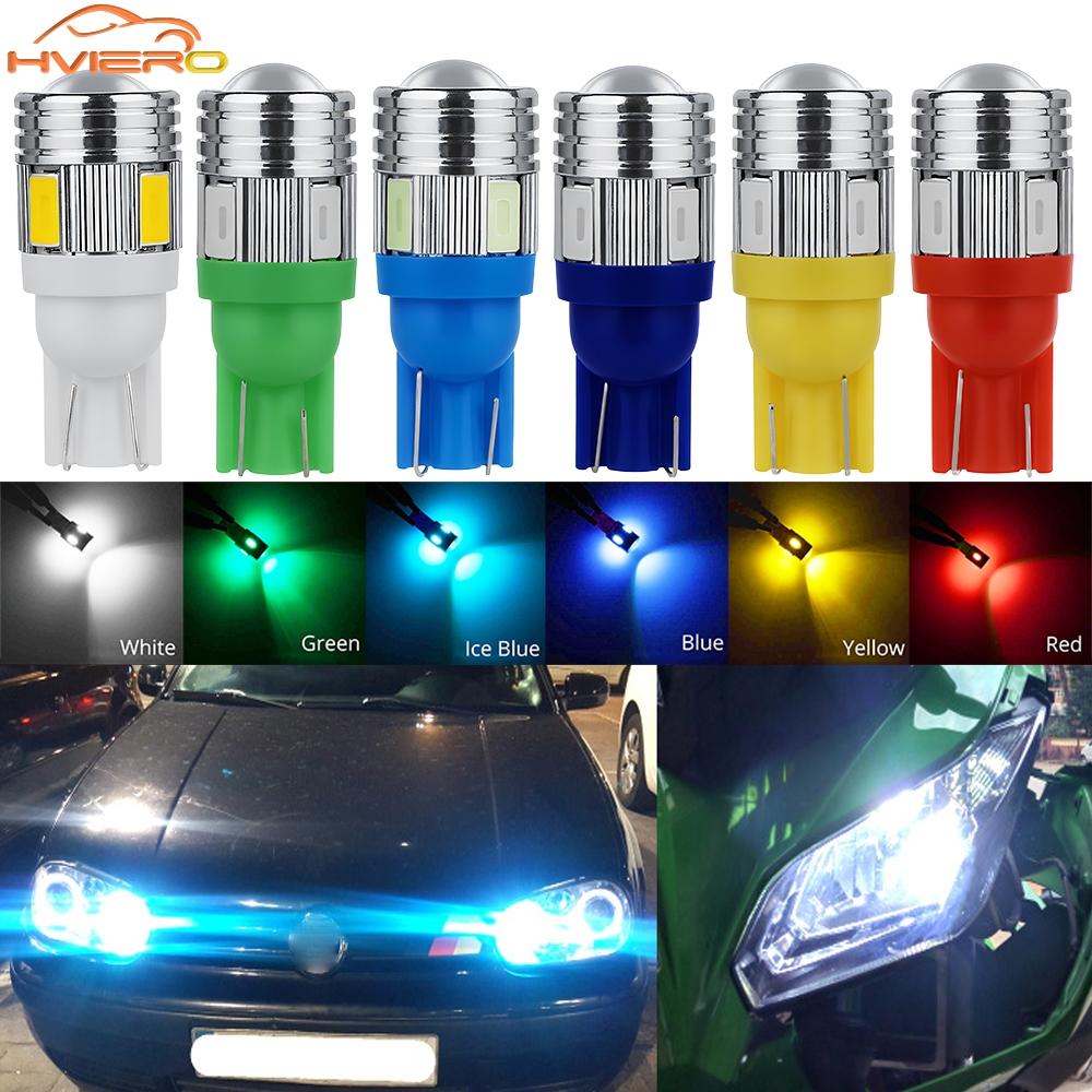 2PC T10 W5W Xenon White Blue Red 6SMD 5630 Car Led Backup Brake Turn Signal Lamp Side Marker Bulb Parking Dome Trunk Light 12V