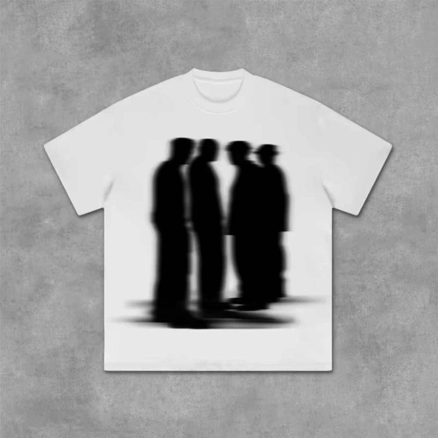 

Street Atmosphere Virtual Shadow Characters Shadow Graphic Cotton T-Shirt Men Y2K Vintage Oversize Tshirt Summer Women Tops Tees S разноцветный
