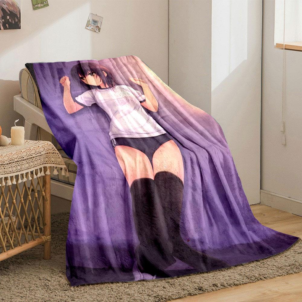 Anime Girl Print Blanket Bedroom Blanket for Livingroom Couch Lunch Break Soft Cozy Throw for Friend's Festival Gift