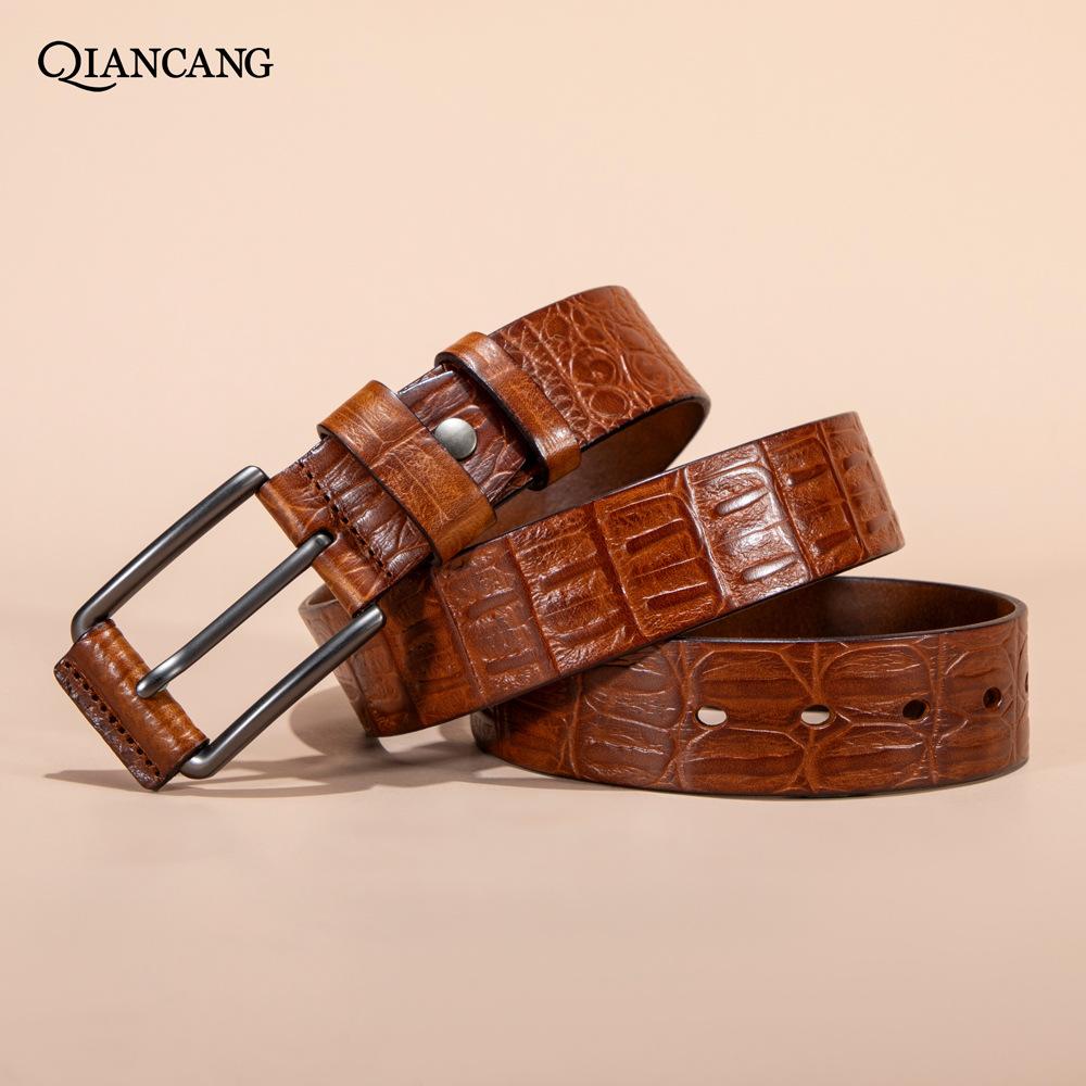 First Layer of Foreskin Head Belt Men's Belt Real Cowhide Belt Casual Pin Buckle Belt