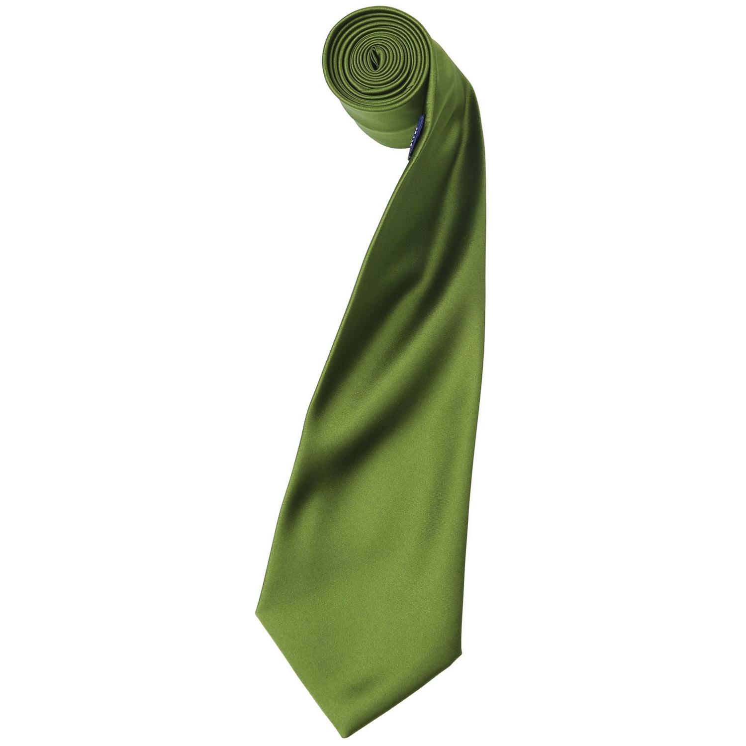 Corbata de satén lisa Premier para hombre (hoja estrecha) One Size verde de parís