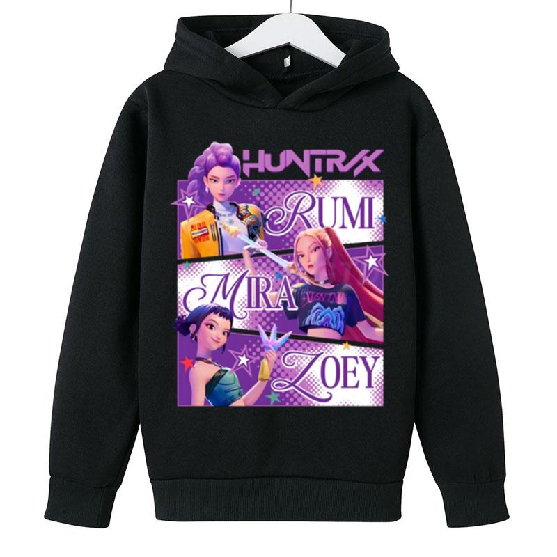 

K-Pop Охотники на демонов Huntrix Толстовки Пуловер Девочки Мультяшная Толстовка с капюшоном Модные Повседневные Топы Детская одежда 140