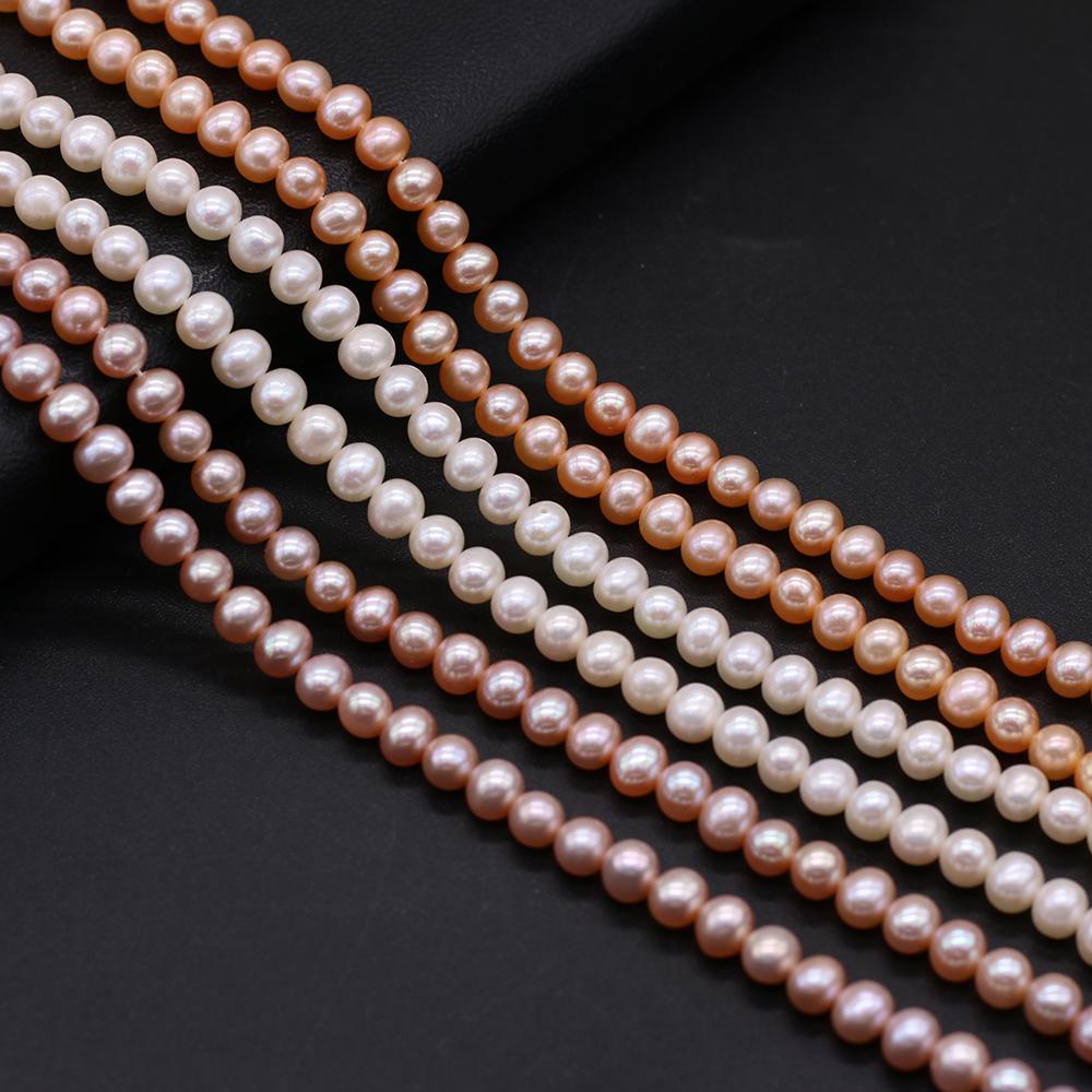1String, Near Round Pearl 5-5.5mm, Fashion Women Natural Freshwater Pearl Beads for Jewelry Making DIY Crafts, Luxury Bulk Gifts 36cm