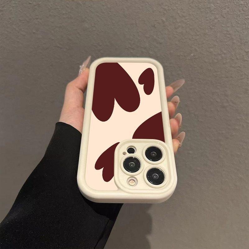 A Brown Heart-Shaped Pattern Phone Case For Samsung Galaxy S26 S25 Ultra S24 FE S23 S22 S21 Plus A17 A37 A57 A56 A55 A54 Cover