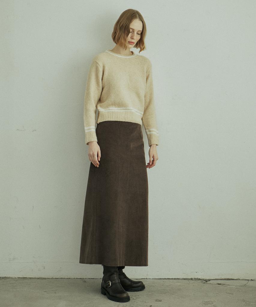 Yeoppe Corduroy Line Skirt_Brown