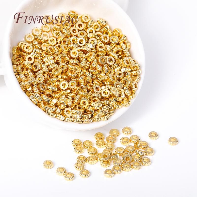 Wholesale Metal Bulk Beads 18K Gold Plated Brass Round Corrugated Spacer Beads For Bracelet Necklace DIY Beading Jewelry Making