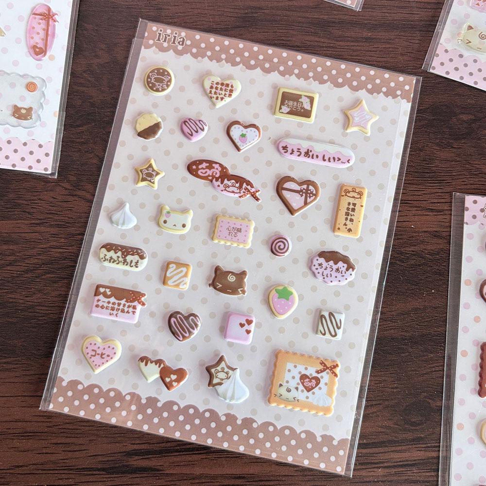 Cute Puffy Foam Stickers Sweet Dessert Bear Bubble Decals Aesthetic Decor For Kpop Photocard Holder Ita Bag Journal Scrapbooking