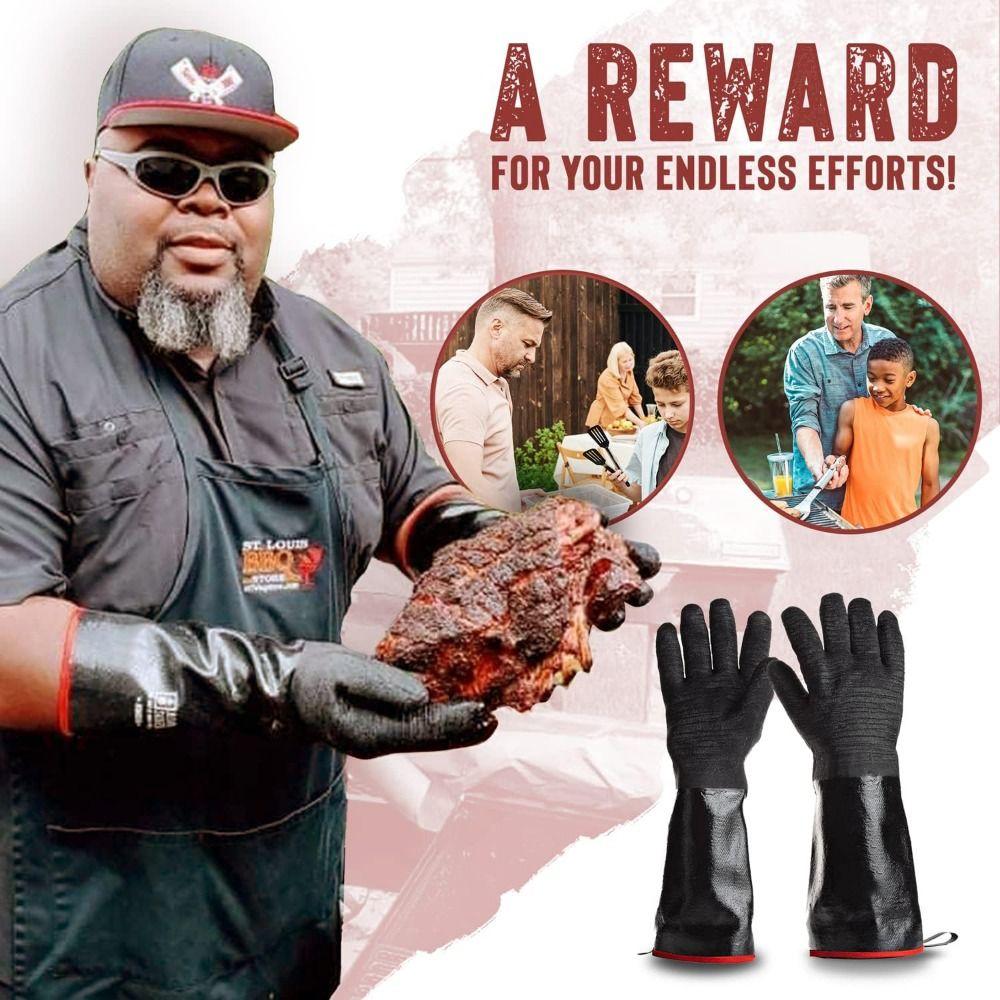 Oil Resistant BBQ Gloves Waterproof Oven Mitts Easy to Clean Heat Resistant Gloves Turkey Fryer