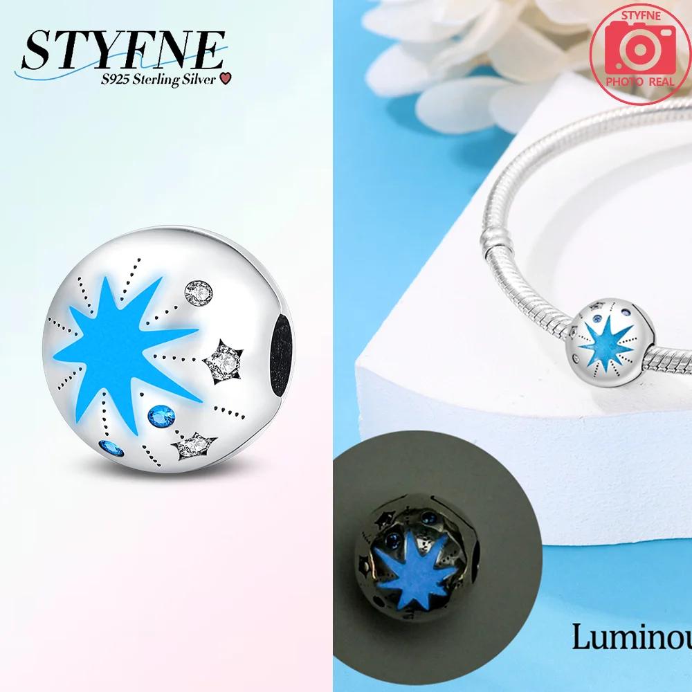 Charms Woman Charm Original Copper Blue Stars Snowflakes Box Beads Fit Bracelet Women Diy Gift Accessory Jewelry