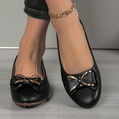 2024 Venta Caliente Zapatos de Mujer Tallas Grandes Zapatos Planos de Mujer Slip-on Zapatos Planos de Oficina Mujer Lazo de Cristal Punta Redonda Tacón Bajo Zapatos Mujer