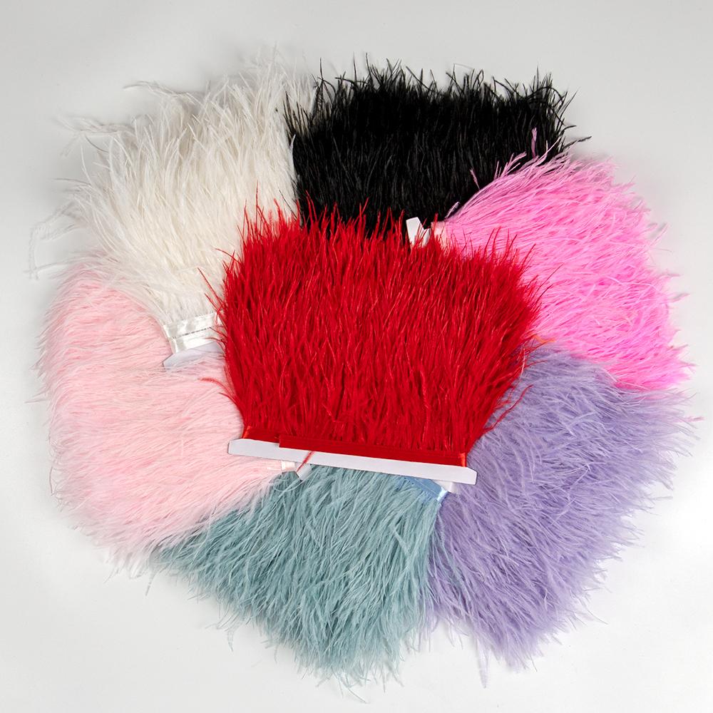 Feather1/2/5/10 Meters Fluffy Ostrich Feather Trim Ribbon 8-10cm Natural Plumes for Wedding Party Dress Clothing Sewing Decoration