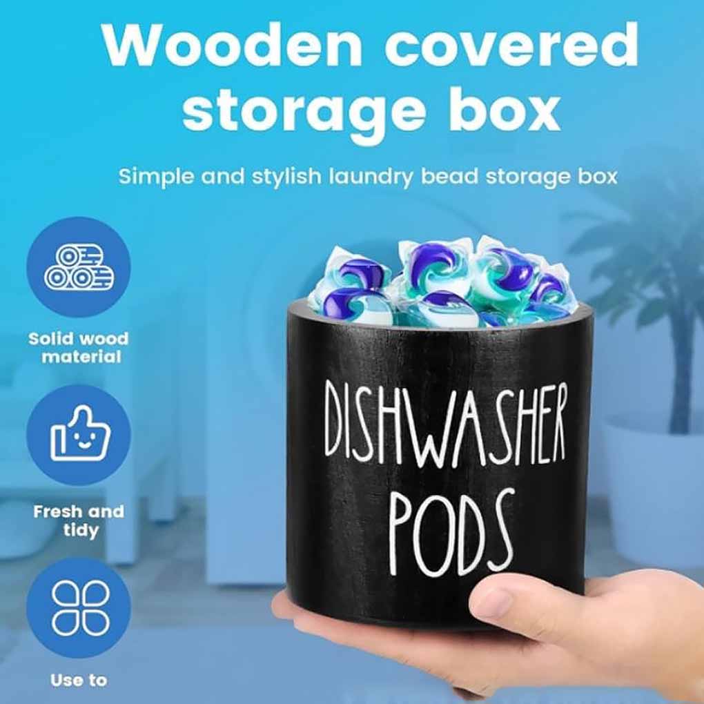 Holz Spülmaschinen-Pod Aufbewahrungsbox Küche Aufgeräumt und Ordentlich Hält Versiegelte Duftperlen Organizer