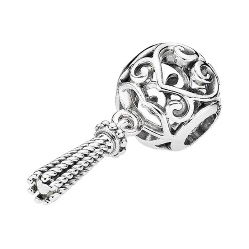 Pandora Tassel design 925 silver pendant for men and women, couple model, silver 797037 серебряный
