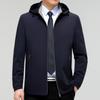 Middle-aged Men's Mulberry Silk Jacket Autumn New Business Casual Loose Hooded Jacket Dad's High-end Top