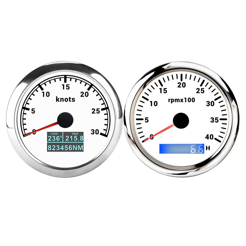 Universal 85mm GPS Speedometer 30KNOTS 60KNOTS 60K 120K 200K with 4K 6K 8K RPM Tachometer with 7 Colors Backlight for Car Boat 30L-4K WS