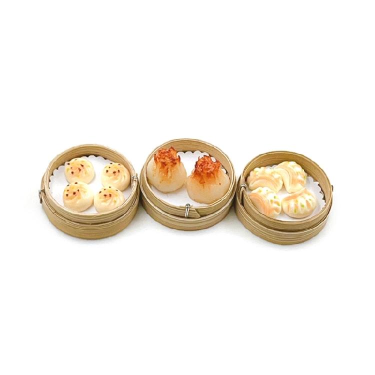 Detailed Miniature Steamer Buns Dumplings Set 1/12 Scale Doll House Realistic Kitchen Restaurant Scene Display Decors