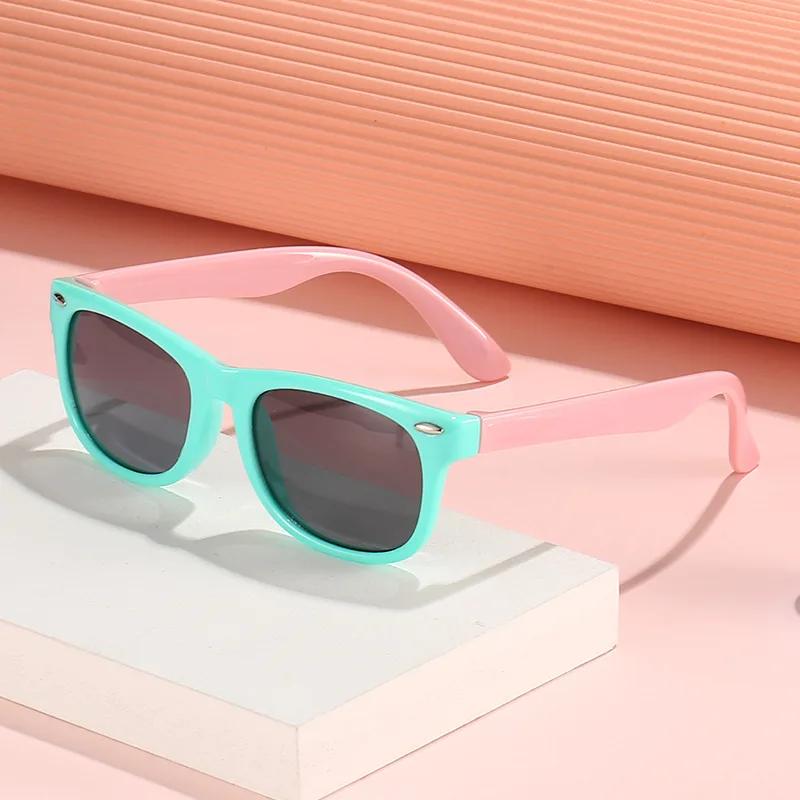 Kids Sun Shades Eyeglasses Silicone Non-Slip Children Sunglasses Classical AC Len Outdoor Eye Protection for Boys Girls