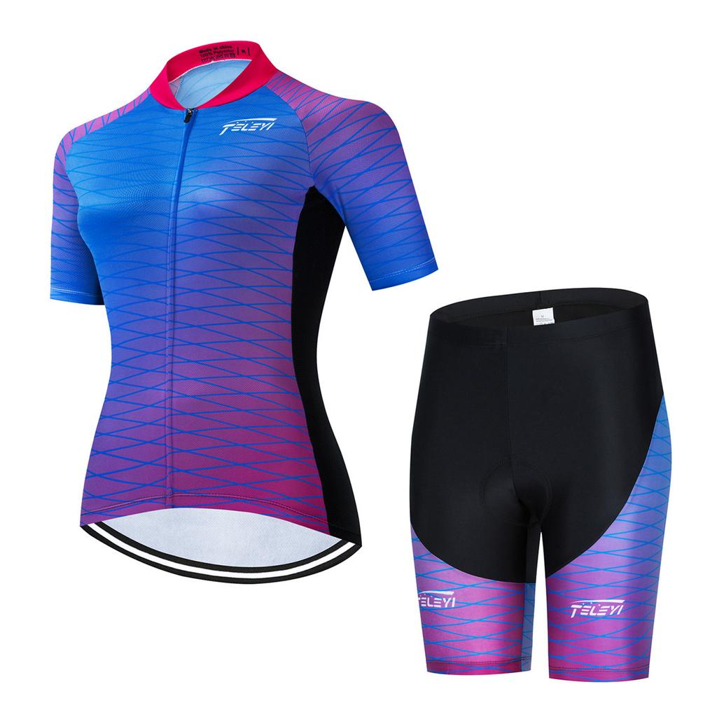 Women MTB Bike Jersey Bib Shorts Suits Anti-UV Bicycle Shirts Mountain Road Top Bottom Girls Female Red 2026 Summer Breathable Cycling Suit Set