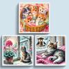 Full Embroidery Eco-cotton Thread 11CT Printed Cat Cross Stitch Kit Art