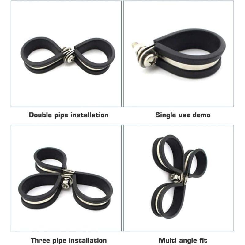 20 Pcs Stainless Steel Cable Clamp, Rubber Cushioned Insulated Clamp, Metal Clamp, Tube Holder for Tube, Pipe or Wire Cord Installation