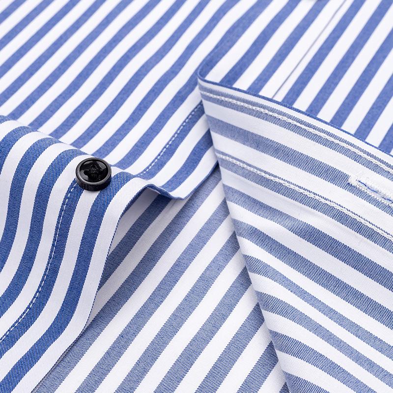 Herrenhemd langärmelig schmal geschnitten gestreift Patchwork-Kragen Herren Business Mode heterochromer Kragenhemd