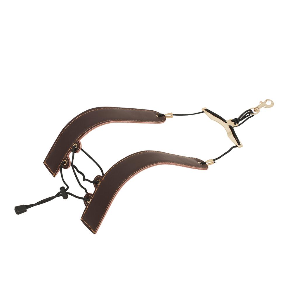 Saxophone Strap Adjustable Sax Black Leather Foldable Double Shoulder Strap Belt for Alto/Tenor/Soprano Saxophone Accessories