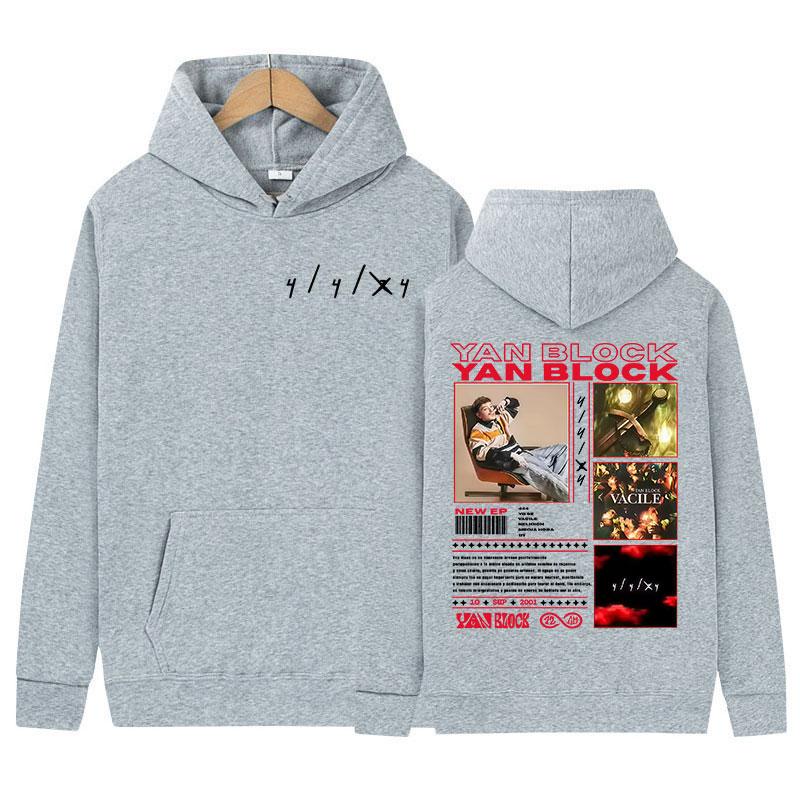 Rapper Yan Block 2025 Album Grafik Hoodie Herren Vintage Übergroßer Fleece Pullover Sweatshirt Hip Hop Gothic Langarm Hoodies