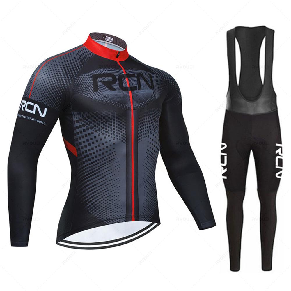 

Mens Autumn Long Sleeve New Racing MTB Spring Long Cycling Jersey Set Bike Cycling Bicycle Clothing Uniform Ropa Ciclismo S