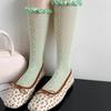 Vintage Spring Summer Mesh Women's Stockings Lace Trim Hollow Out Pile Calf Socks Thin Korean Knee Highs Socks Girl Stockings