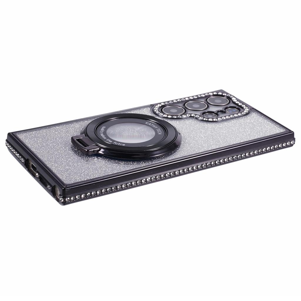 For Samsung Galaxy S23 Ultra TPU Case Rhinestone Gradient Phone Cover with Ring Kickstand