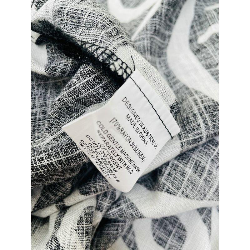 Foreign Trade Original Garment Elements Vacation Artistic Black and White Graffiti Wave Pattern Suspender Skirt Cotton Linen Strap Long dress