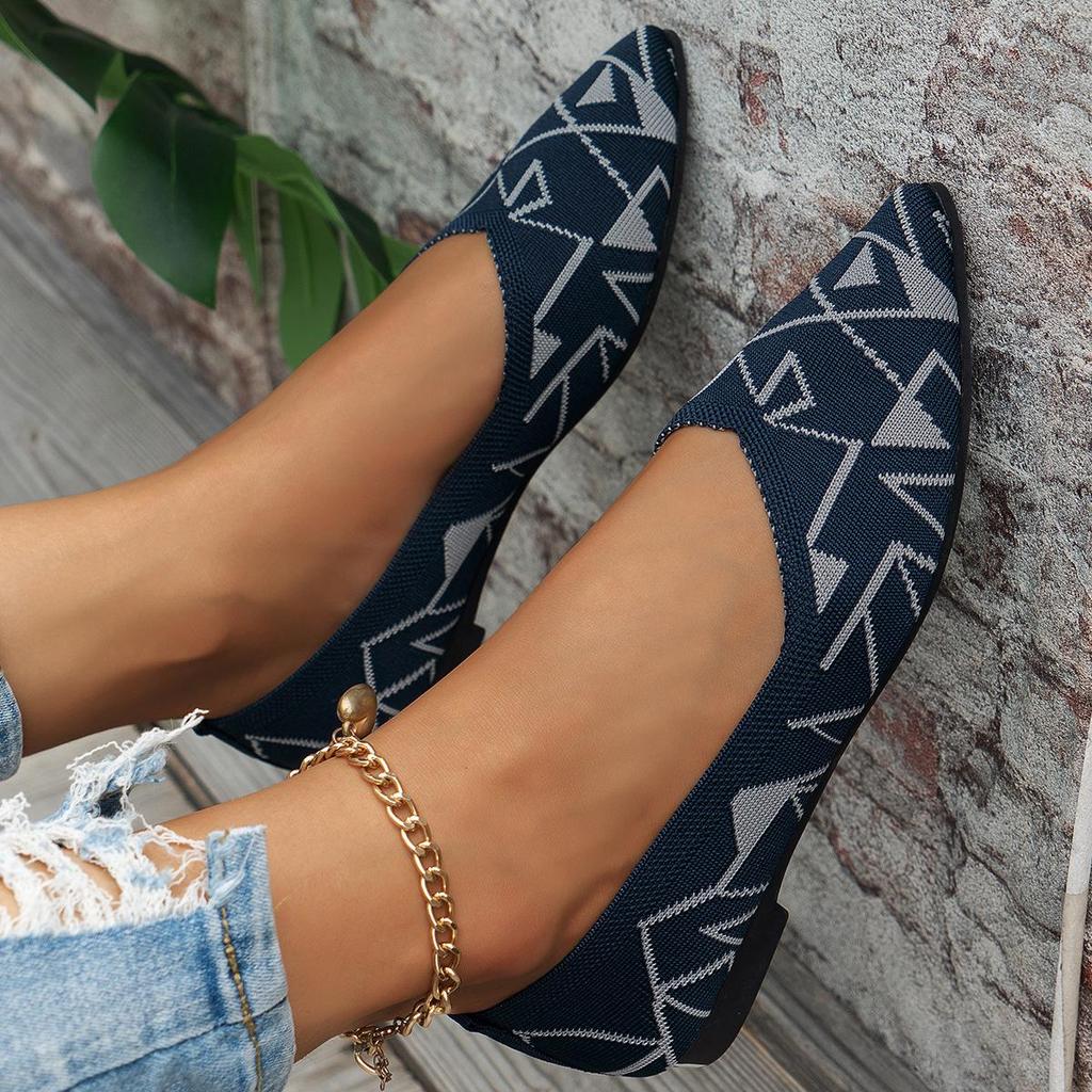 Letný európsky a americký set s plochou podrážkou a špicatou špičkou, plytké lodičky pre mamu, pletené, módne a všestranné