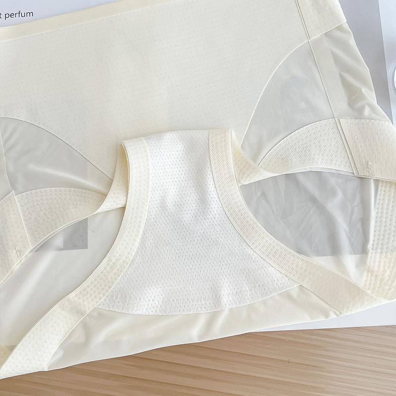 Seamless High Waist Cream Ice Silk Underwear for Women Naked Lift Hip Breathable Belly Wrap Hip Briefs