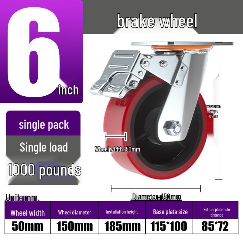 Nanluo 6-inch Heavy-Duty Industrial Caster with Brake