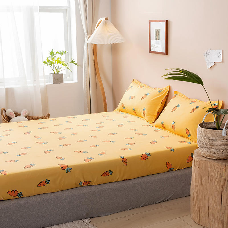 Bonenjoy 1 Stk. Matratzenschoner mit Gummizug Twin/Full/Queen/King Size Spannbettlaken Karottenmuster Bettlaken für Erwachsene Kinder