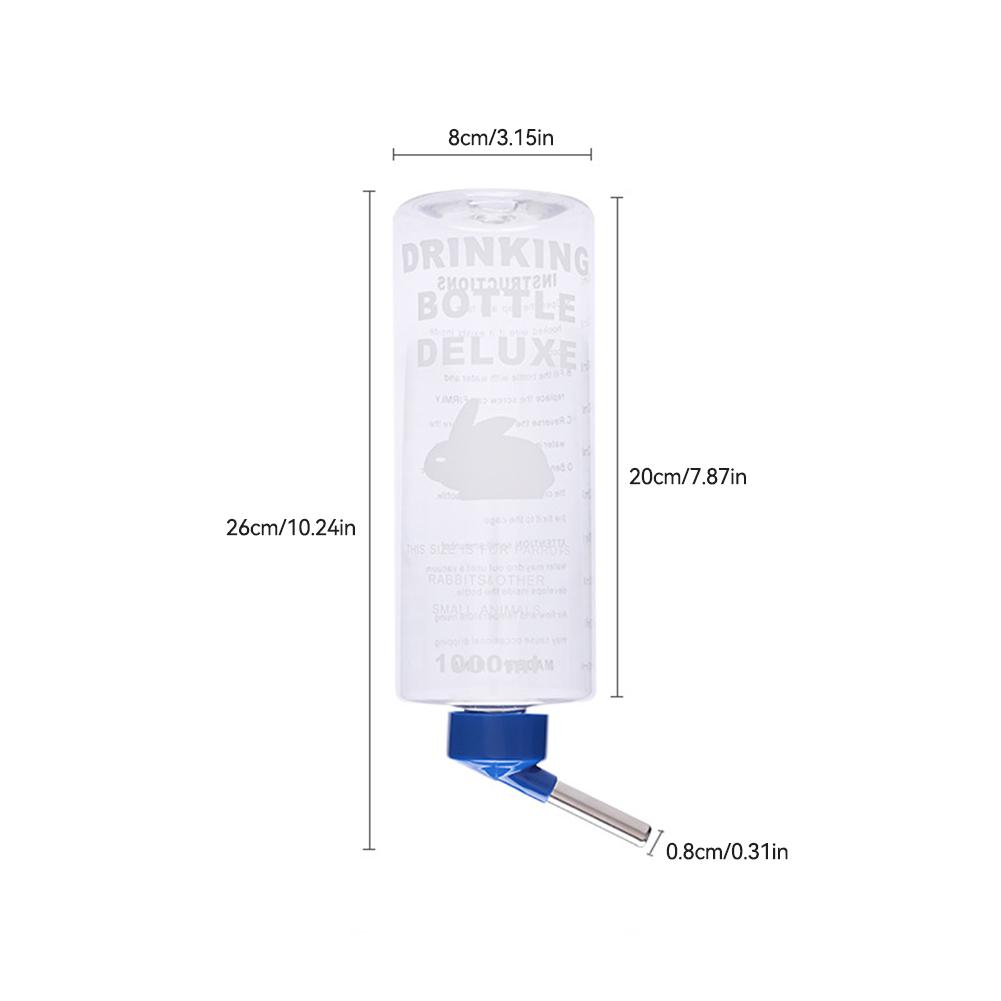 1000ml Pets Hamster Water Drinking Bottle Plastic Golden Hamster Rabbit Small Pet Dispenser Cage Hangable Water Bottle