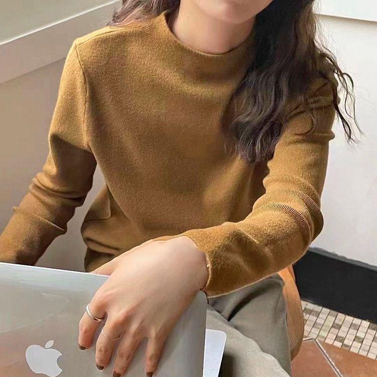 

Женский базовый свитер с полуводолазкой в корейском стиле, универсальный облегающий крой, с темпераментом и теплом, трикотаж для осени и зимы 2XL