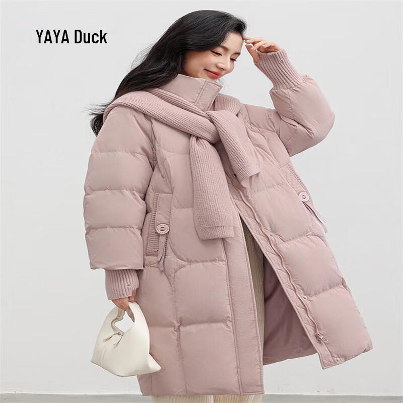 

YAYA Women s 2024 Long Down Jacket with Knitted Hood L