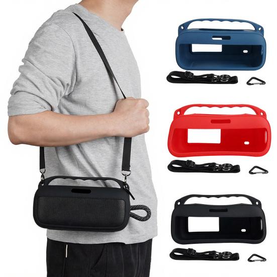 Silikon-Lautsprecherhülle für SoundLink Plus 7 Wasserdichter Bluetooth-kompatibler Lautsprecherbezug mit Schultergurt Karabiner Schutzhülle Tragetasche