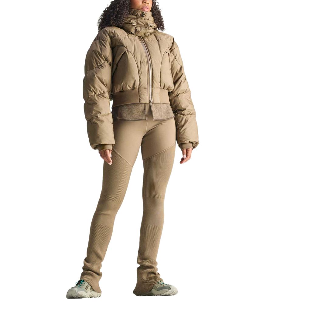 Adidas X Stella McCartney Cropped Padded Winter Jacket Brown Moss Women Outerwear JM3652