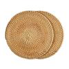 Set of 2 Rattan Natural Insulated Hot Pot Handwoven Rattan Trinket Insulated Pads for and Handmade Natural Coasters Set of Heat-Resistant Trivets,