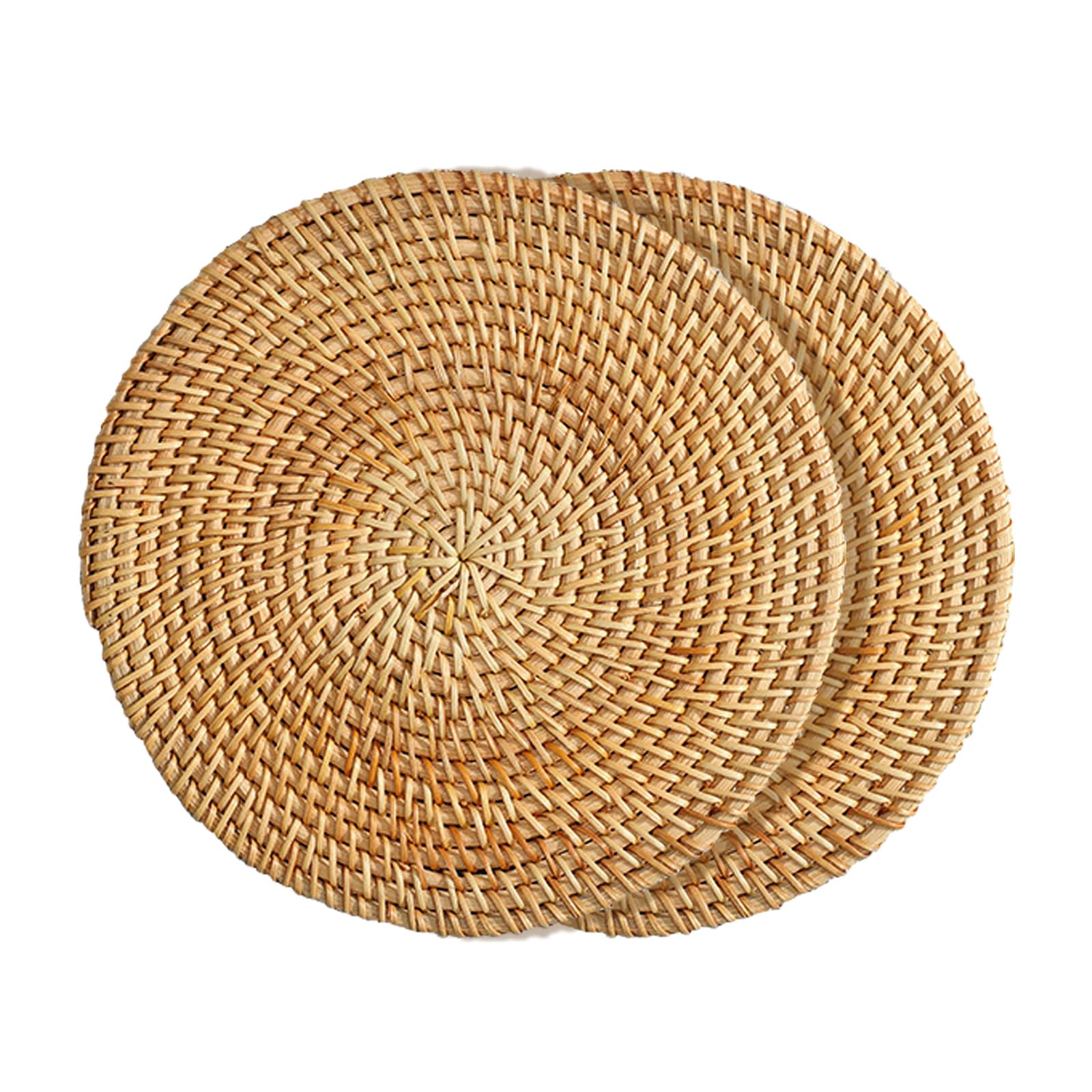 

Набор из 2 ротанговых натуральных изолированных подставок для горячего, плетеные вручную ротанговые подставки для мелочей, изолированные подкладки и набор натуральных подставок ручной работы, набор термостойких подставок,