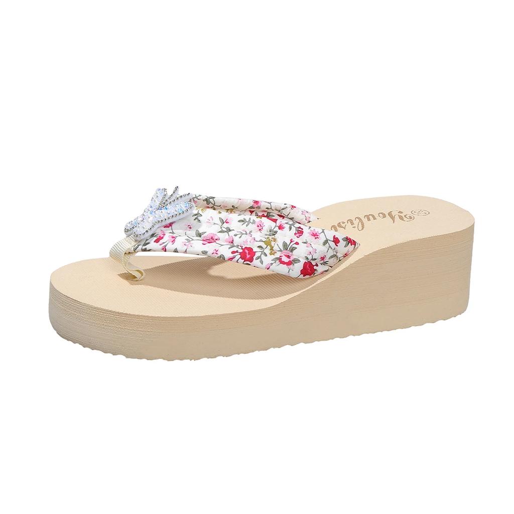 Women's Flower Pattern Fashion Flip Flops Non-slip Lightweight Beach Platform Slippers Women's Footwear Breathable Open Toe