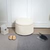 Storage ottoman, round stool, ribbed velvet footrest, load capacity 120 Kg, diameter 60 x height 41 cm, beige