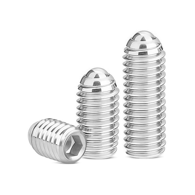 304 Stainless Steel Hex Socket Spring Plunger Screws with Press-Fit Ball Head