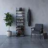 Slim Shoe Cabinet, Metal Shelf, Foldable Shoe Rack, Black Frame